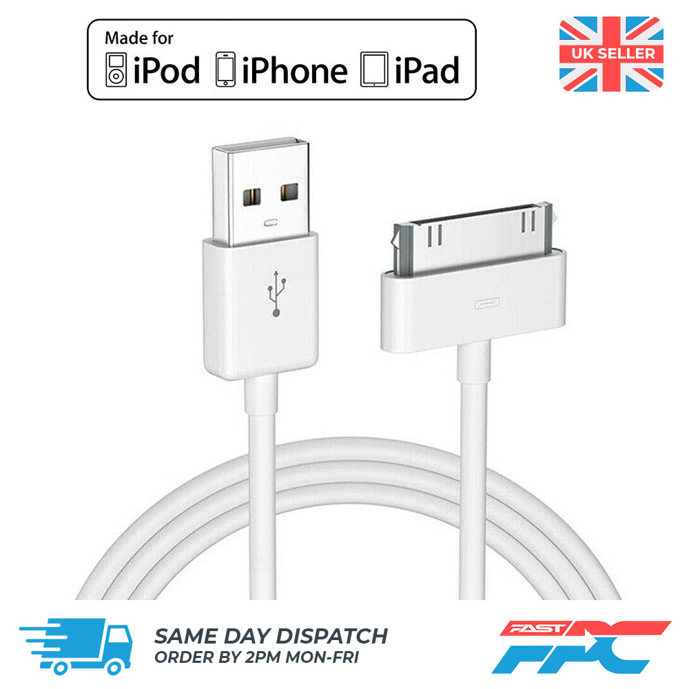 for iPhone iPad iPod Classic - 1m Old Type USB Charging Data Sync Cable Lead 30p
