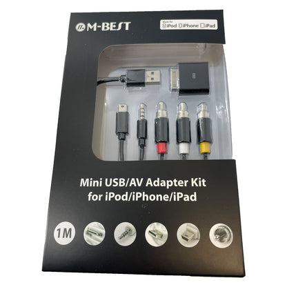 for iPhone iPad iPod (older) - M-Best 1m Mini USB AV Adapter Kit Composite 30pin