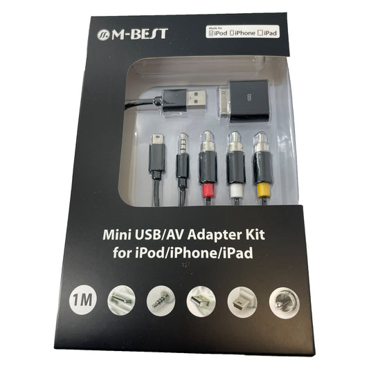 for iPhone iPad iPod (older) - M-Best 1m Mini USB AV Adapter Kit Composite 30pin