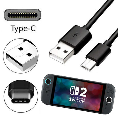 For Nintendo Switch 2 - USB Power Charging USB-C Charger Cable Type-C Cable Lead