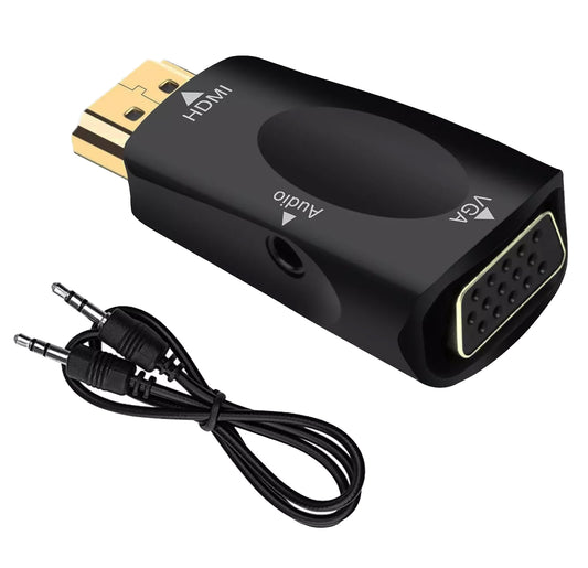 for PC Monitor - VGA to HDMI Cable Adapter Converter Male To Female 3.5mm Audio