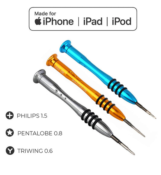 for iPhone 17 16 15 14 - Screwdriver Set - 0.6 Triwing 0.8 Pentalobe 1.5 Philips