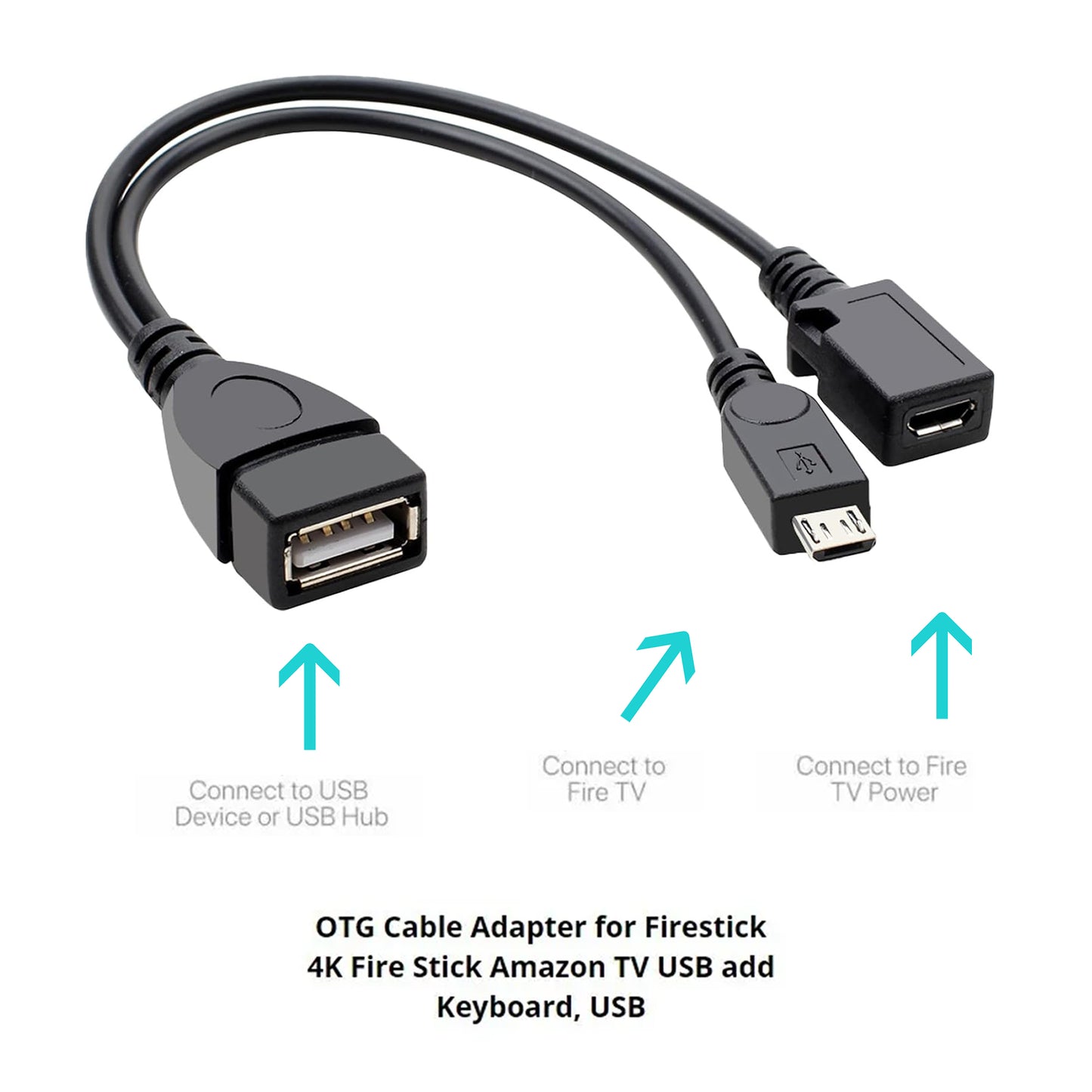 For Amazon Firestick 4K TV - 2in1 Micro USB OTG Adapter Power Cable Splitter HDD
