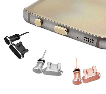 Metal Micro USB Charger & Ear Port Anti Dust Cover Plug Older Samsung Android