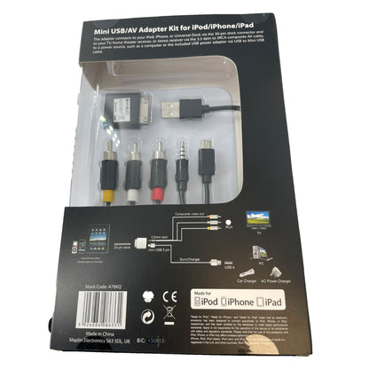 for iPhone iPad iPod (older) - M-Best 1m Mini USB AV Adapter Kit Composite 30pin