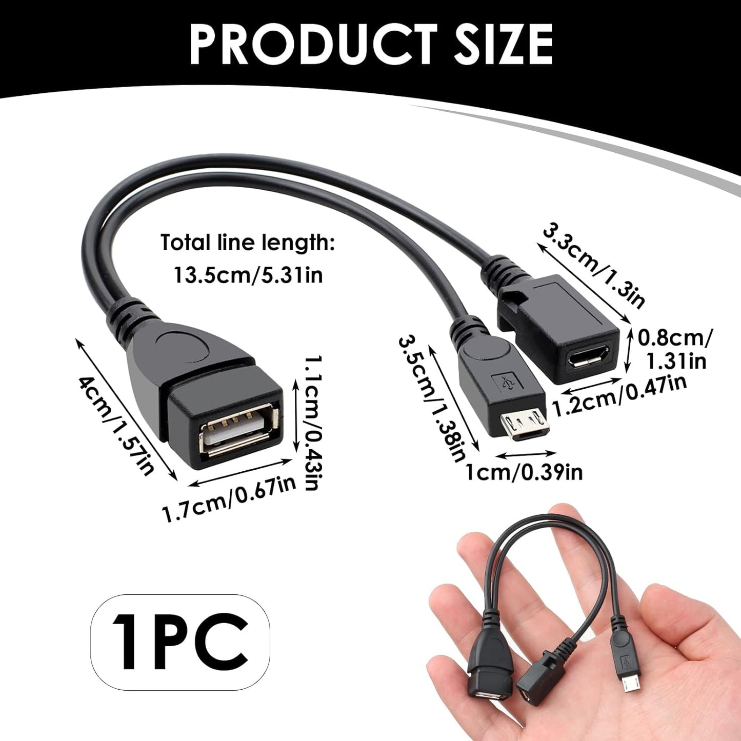 Pack of 2x OTG Cable Adapter for Fire Stick 4K Amazon TV add Keyboard USB HDD