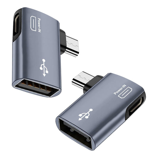 For Amazon Firestick 4K - Silver OTG Adapter Left or Right Angle Micro USB Port