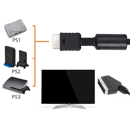 for Sony PS1 / PS2 / PS3 - SCART TV Lead Cable AV Audio Video (1.8m) | FPC