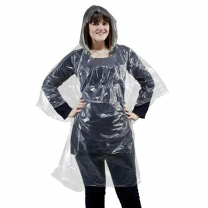 2x Adult Clear Waterproof Emergency Theme Park Festival Rain Poncho Mac Coat