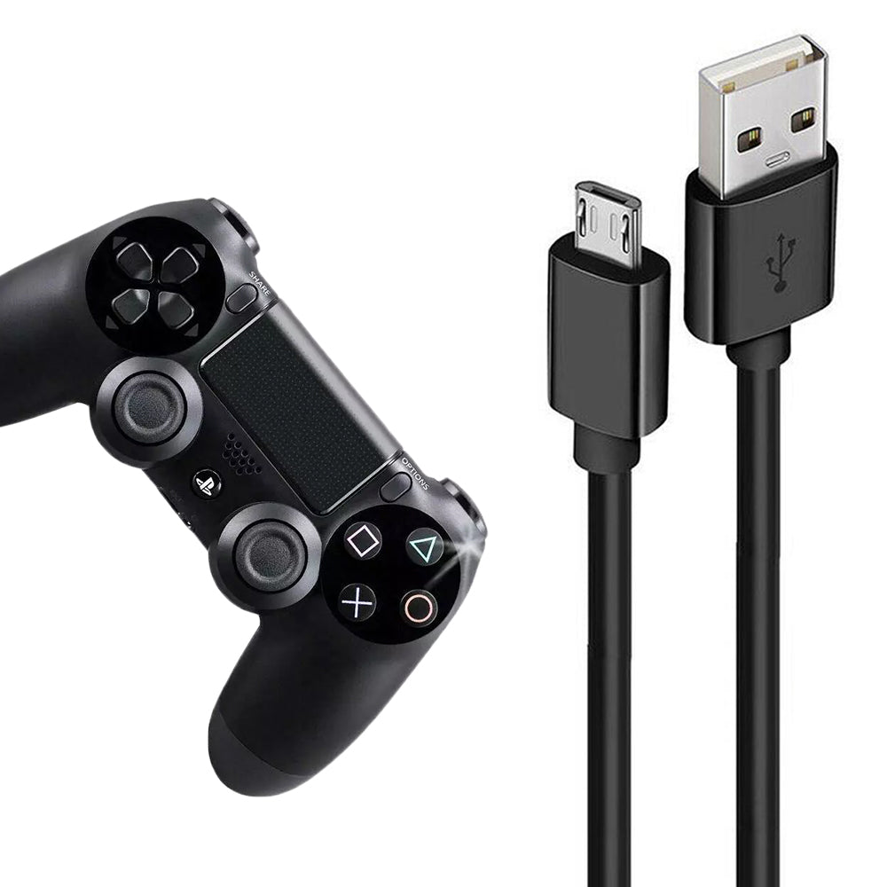 For Sony PS4 Controllers - Black Micro USB Charging Lead Charger Cable 1m