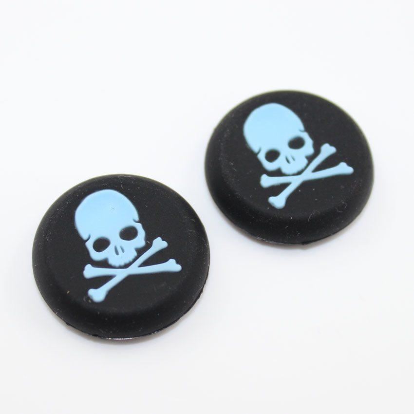 for Xbox Series S|X & PS5 - 2x Skull & Bones Silicone Thumb Stick Grip Covers