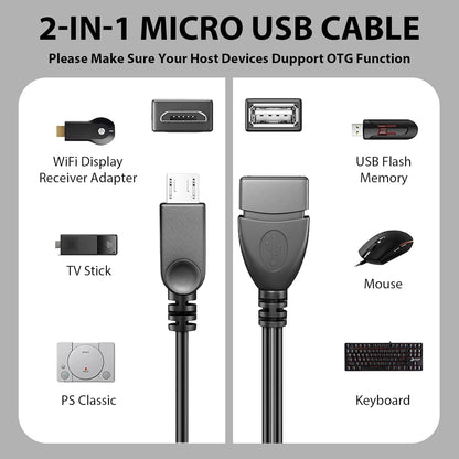 For Amazon Firestick 4K TV - 2in1 Micro USB OTG Adapter Power Cable Splitter HDD