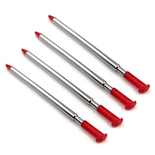for Nintendo NEW 3DS - 4x Red Metal Retractable Extendable Stylus Pens | FPC