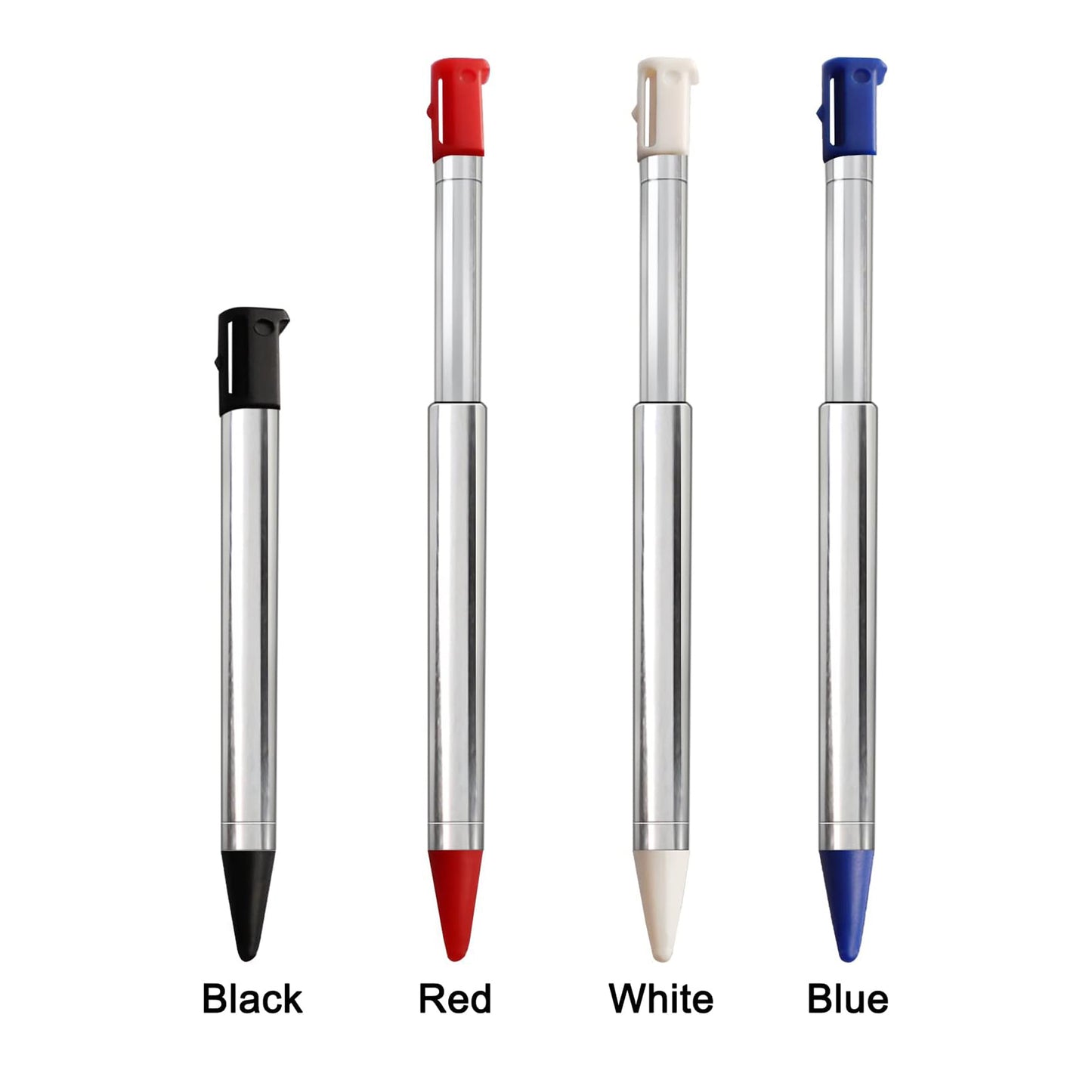 for Nintendo 3DS - 4 Pack of Colour Metallic Retractable Extendable Stylus Pens
