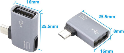 For Amazon Firestick 4K - Silver OTG Adapter Left or Right Angle Micro USB Port
