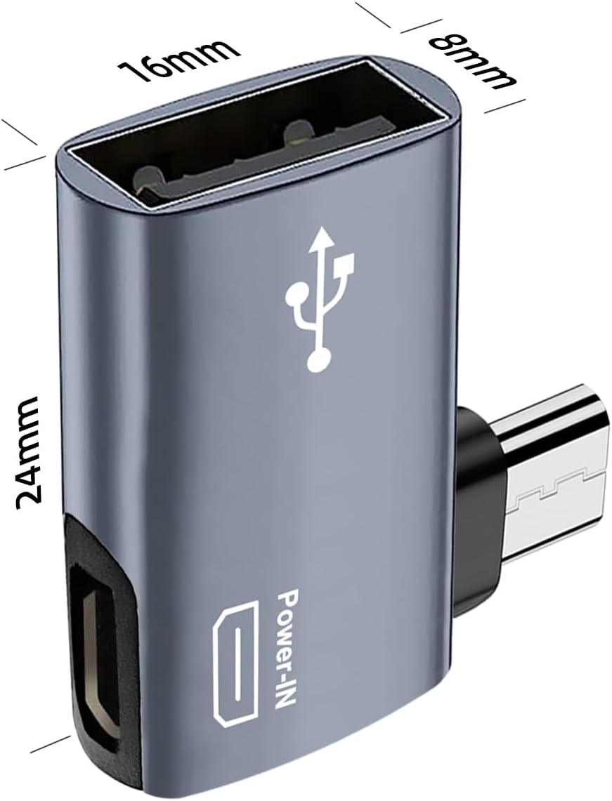 For Amazon Firestick 4K - Silver OTG Adapter Left or Right Angle Micro USB Port