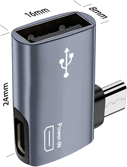 For Amazon Firestick 4K - Silver OTG Adapter Left or Right Angle Micro USB Port