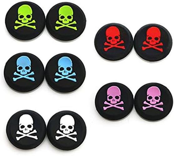 for Xbox Series S|X & PS5 - 2x Skull & Bones Silicone Thumb Stick Grip Covers