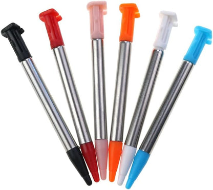 for Nintendo NEW 2DS XL - 6 Multi-Colour Metal Retractable Extendable Stylus Pen