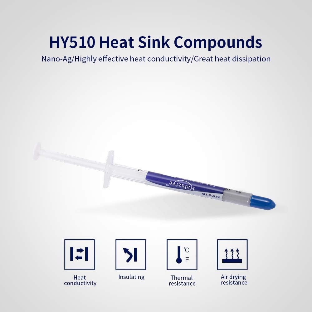2x Silver Syringe Heat sink Compound Silicone Conductivity Thermal Paste | FPC