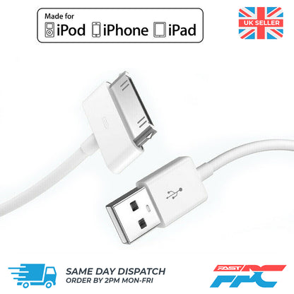 for iPhone iPad iPod Classic - 1m Old Type USB Charging Data Sync Cable Lead 30p