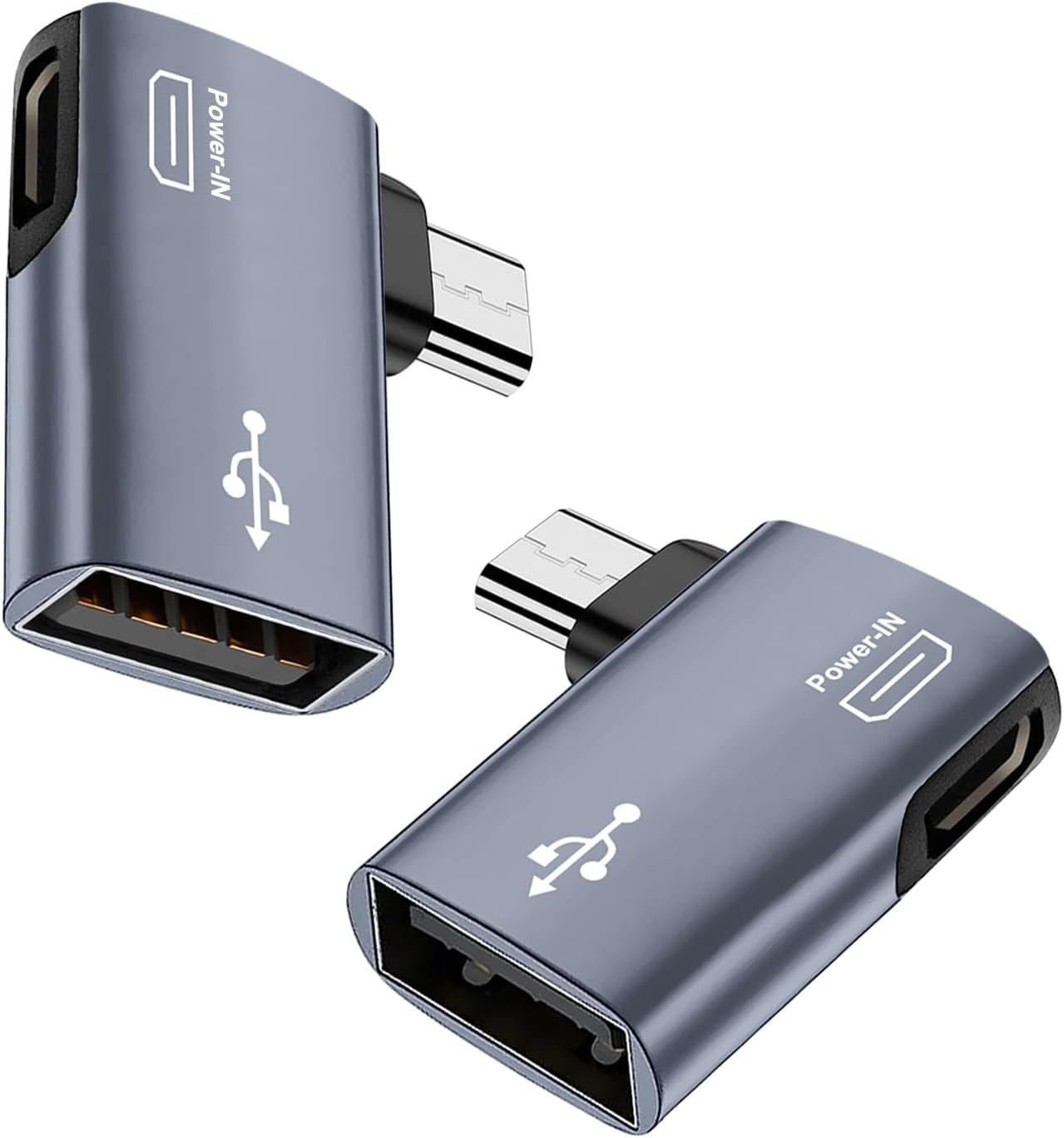 For Amazon Firestick 4K - Silver OTG Adapter Left or Right Angle Micro USB Port
