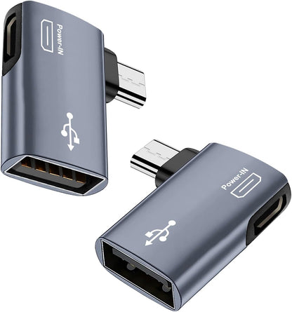 For Amazon Firestick 4K - Silver OTG Adapter Left or Right Angle Micro USB Port