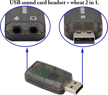 for PC Laptop Mac - USB to Mic 3.5mm External 3D Audio Sound Card Adaptor 5.1Ch
