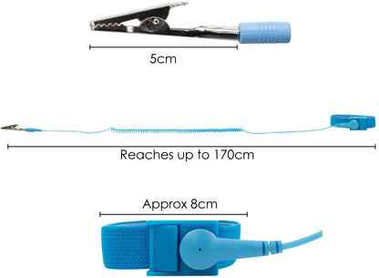 2x Blue Anti Static ESD Grounding Cord Adjustable Wrist Strap PC Phone Repairs