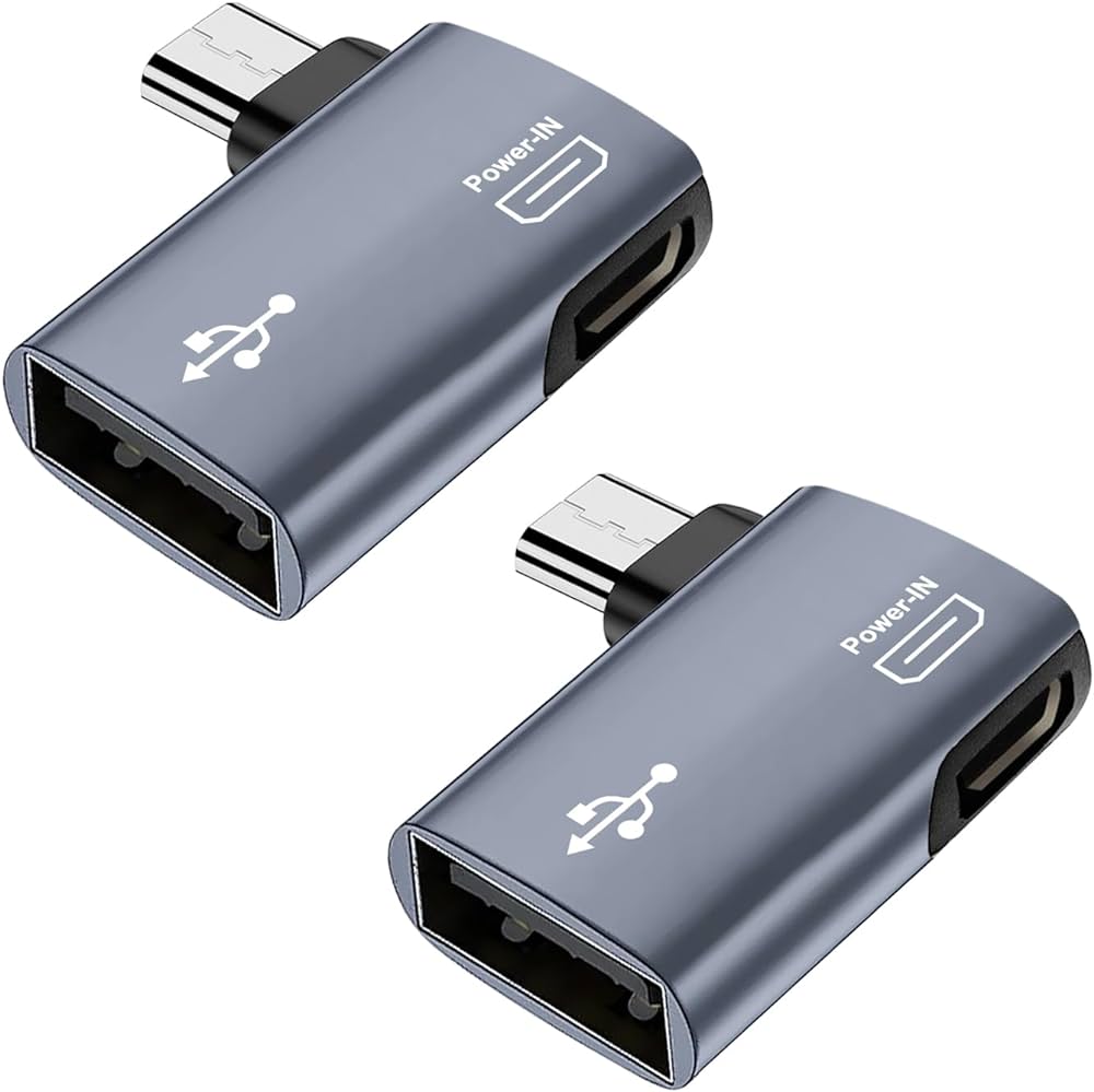 For Amazon Firestick 4K - Silver OTG Adapter Left or Right Angle Micro USB Port