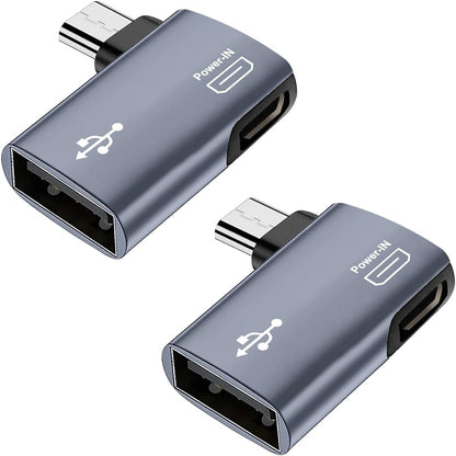 For Amazon Firestick 4K - Silver OTG Adapter Left or Right Angle Micro USB Port