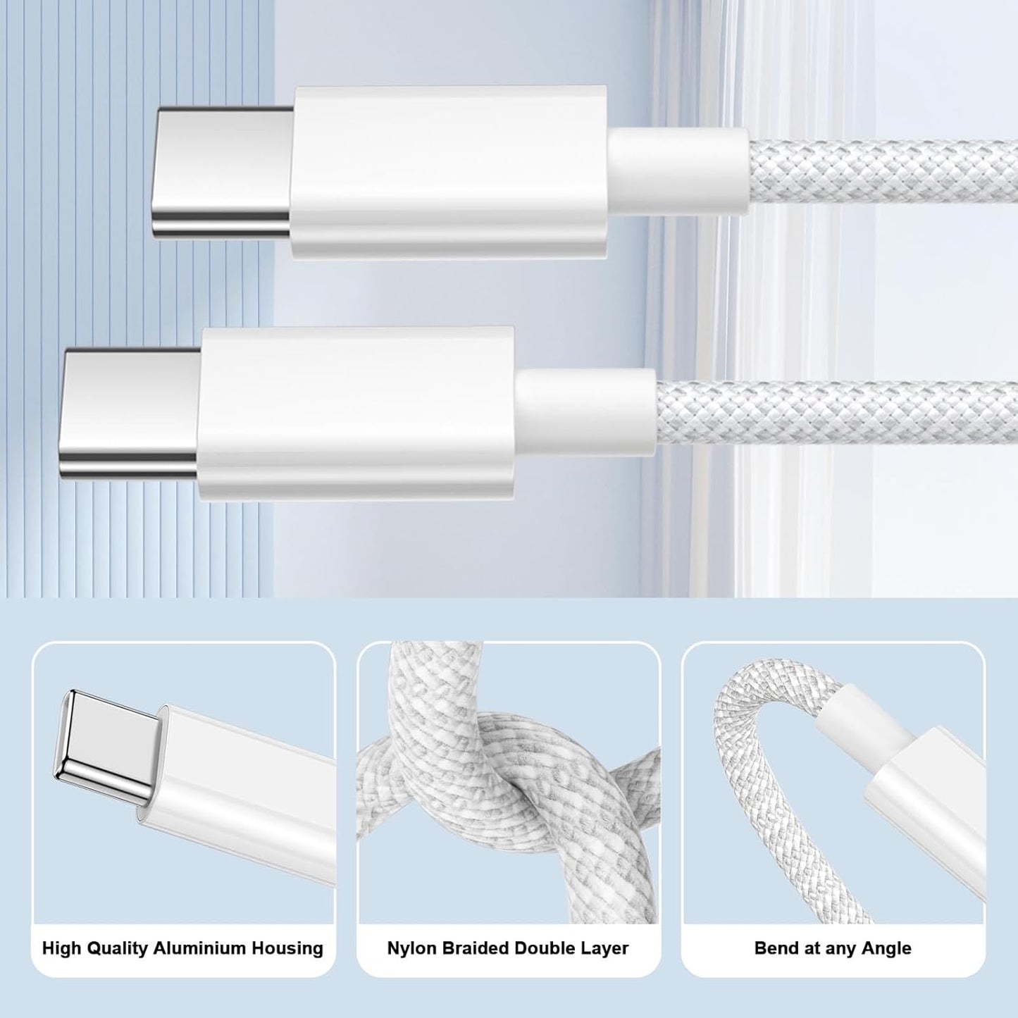 for Apple iPhone 17 | 16 | 15 - Woven 60W PD USB-C Fast Charge & Data Sync Cable