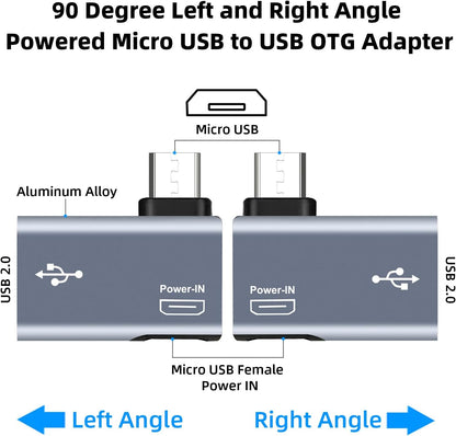 For Amazon Firestick 4K - Silver OTG Adapter Left or Right Angle Micro USB Port