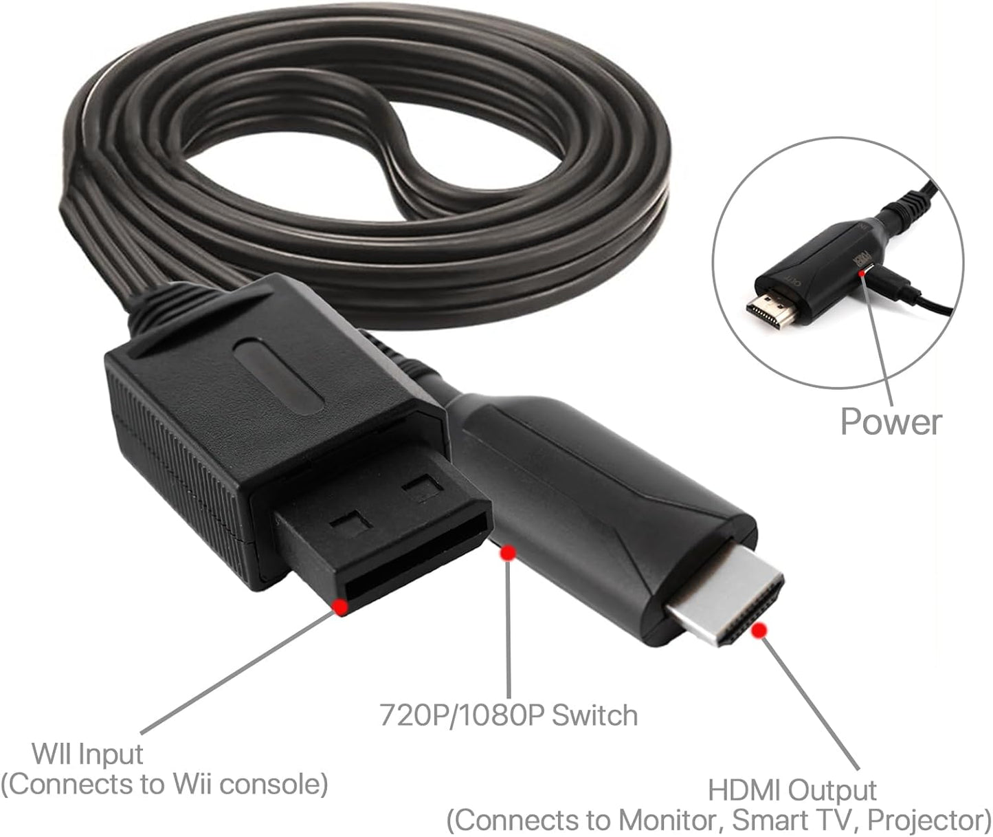 for Nintendo Wii - Wii to HDMI TV Converter Adapter Cable 720p 1080p PAL UK