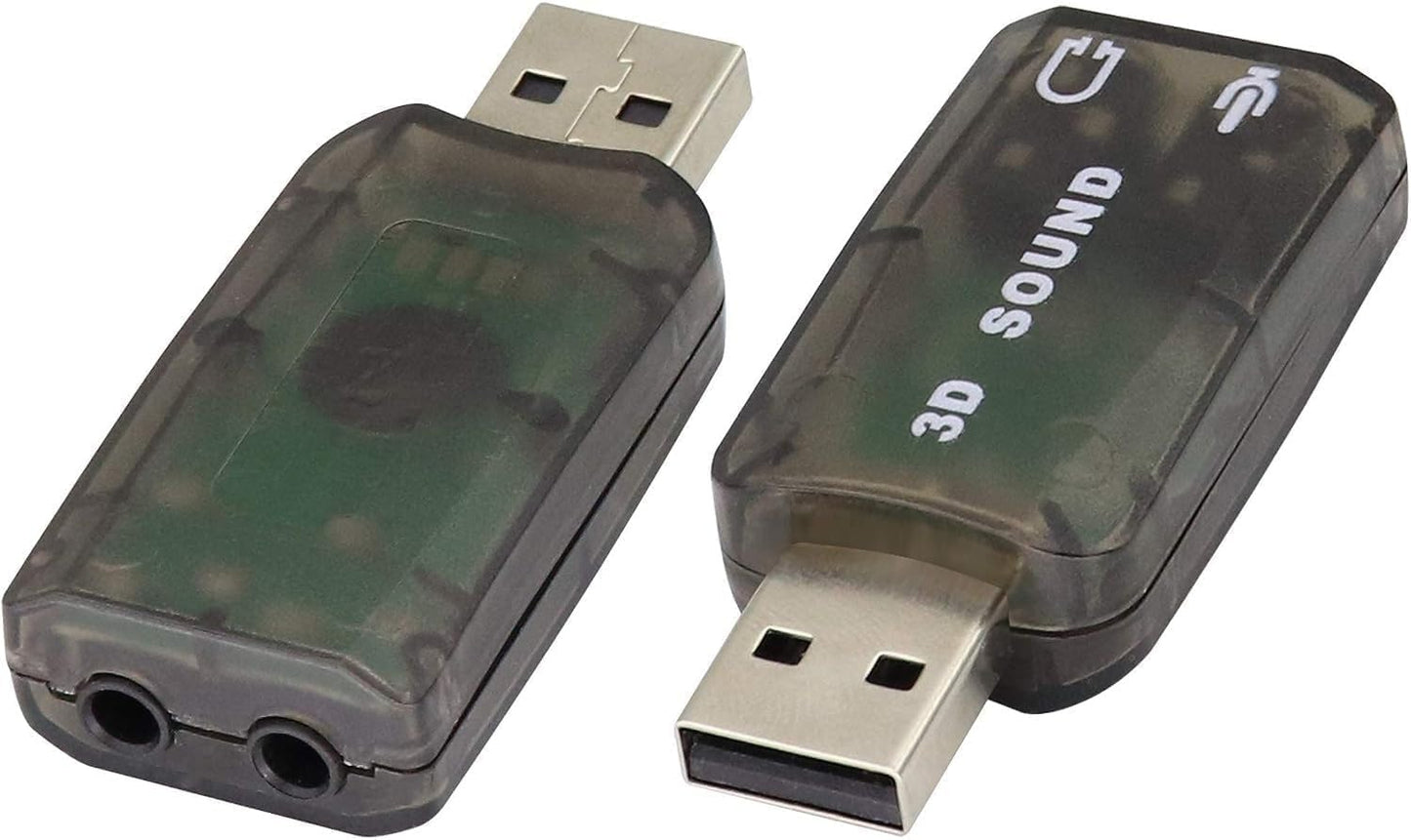 for PC Laptop Mac - USB to Mic 3.5mm External 3D Audio Sound Card Adaptor 5.1Ch