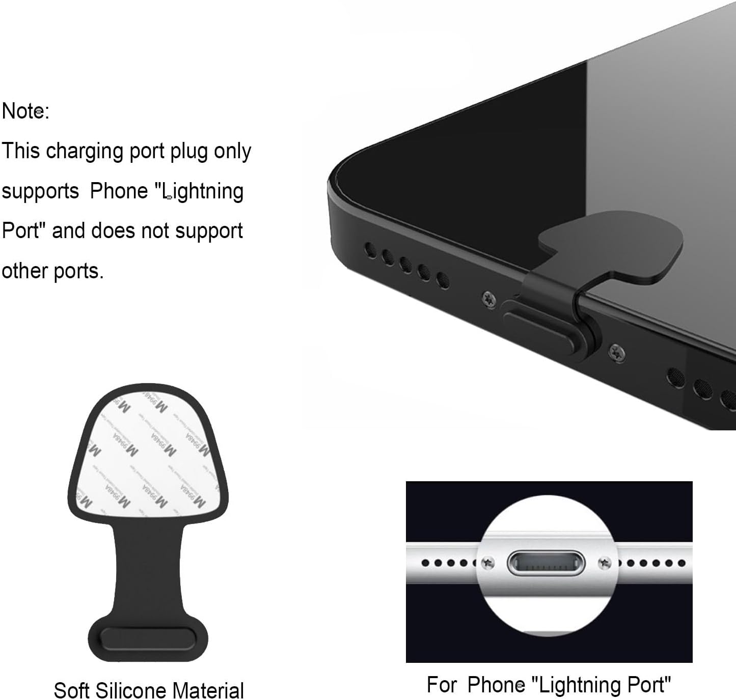for iPhone 14 13 12 11 XS X XR X 8 7 6 - Silicone Charging Port Dust Plug Cover