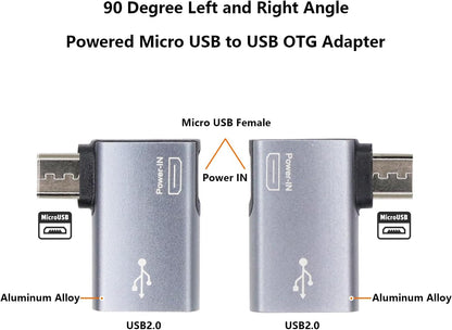 For Amazon Firestick 4K - Silver OTG Adapter Left or Right Angle Micro USB Port