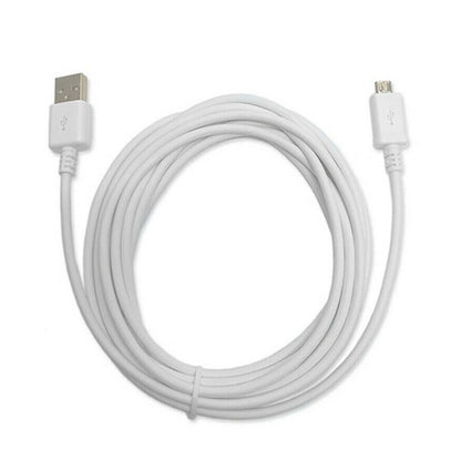 For Sony PS3 PS4 Controllers - White 3m Long Micro USB Charging Cable Lead | FPC
