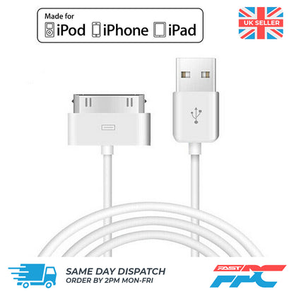 for iPhone iPad iPod Classic - 1m Old Type USB Charging Data Sync Cable Lead 30p