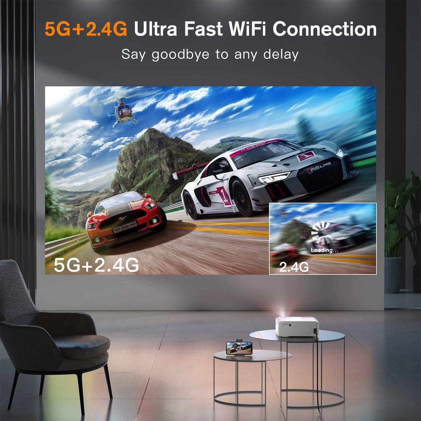 XuanPad V30 Mini Portable Home Video Projector 18000L 1080p Wifi USB ISO Android