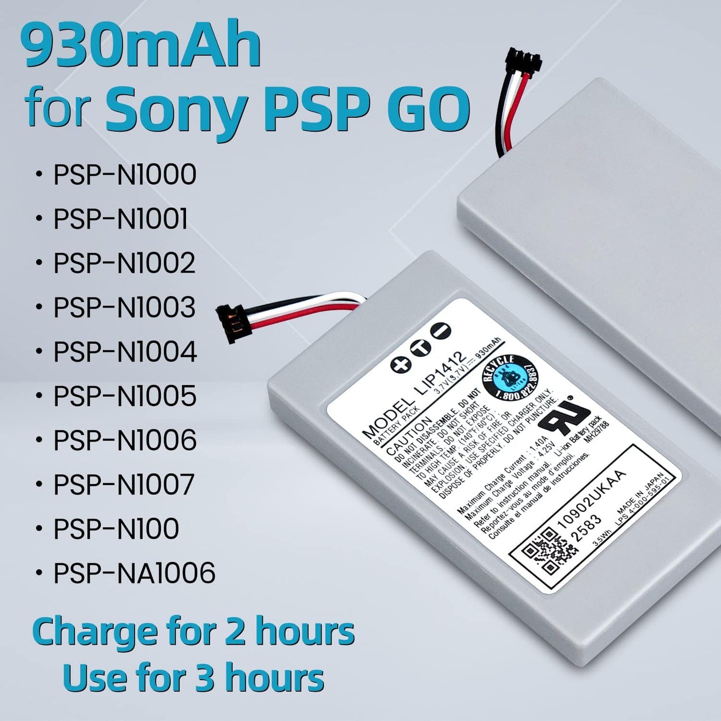 for Sony PSP GO - Battery Replacement LIP1412 930mAh 3.7v | FPC
