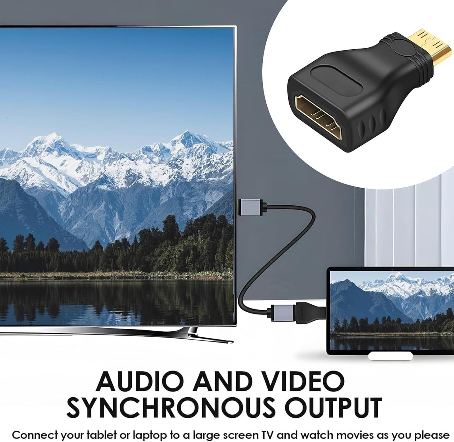 for PC Camera Tablet - HDMI Female to Mini HDMI Male Adapter Converter 4K HD