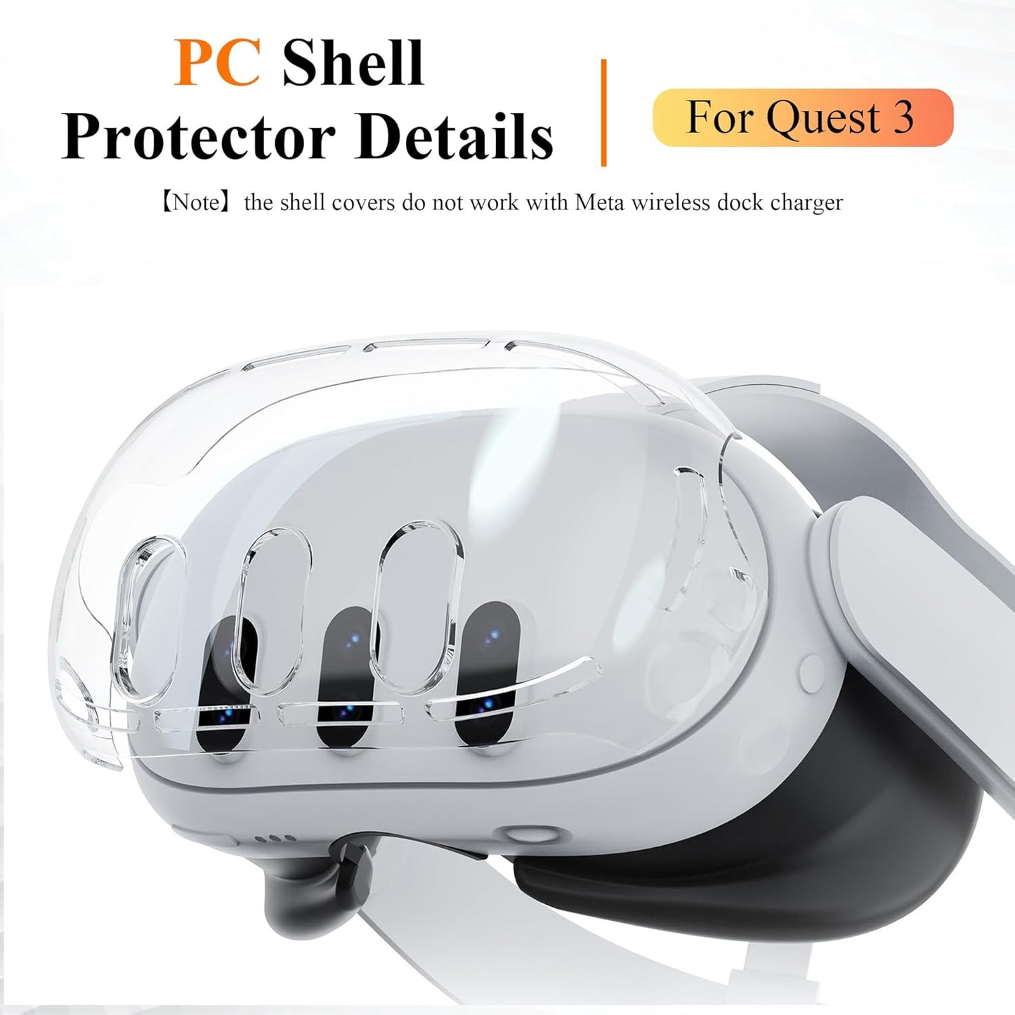for Meta Quest 3 - ABS Plastic Protective Crystal Shell Front Cover Case | FPC