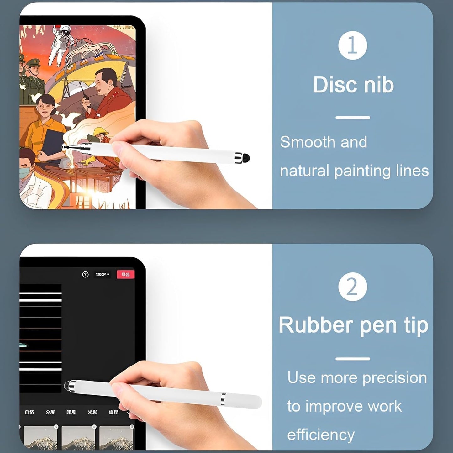 for Android AYN Thor Samsung Apple 3DS - Black 2in1 Capacitive Stylus Touch Pen