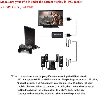 for Playstation 2 - PS2 to HDMI Adapter Converter Output 1080P TV (Read Listing)