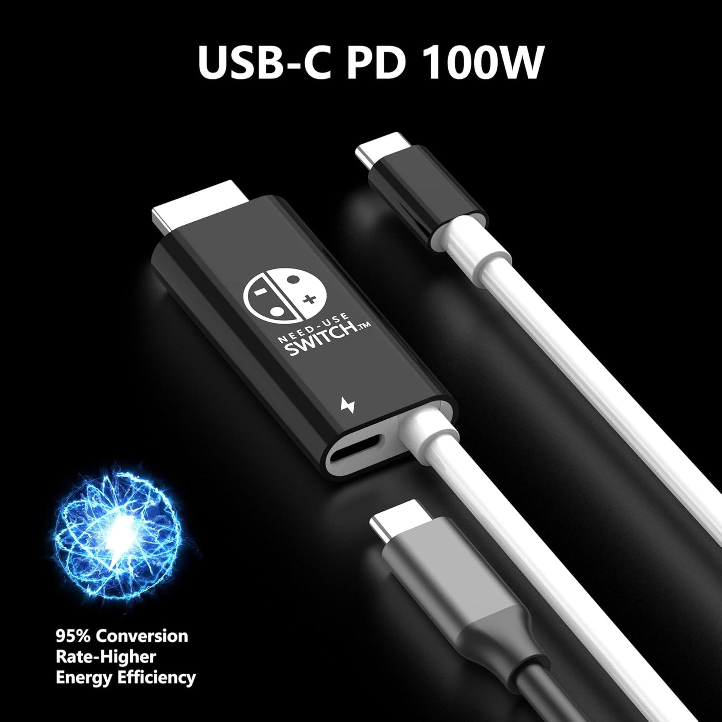 For Nintendo Switch - Black USB C to HDMI 4K TV Adapter Converter Cable 100W PD