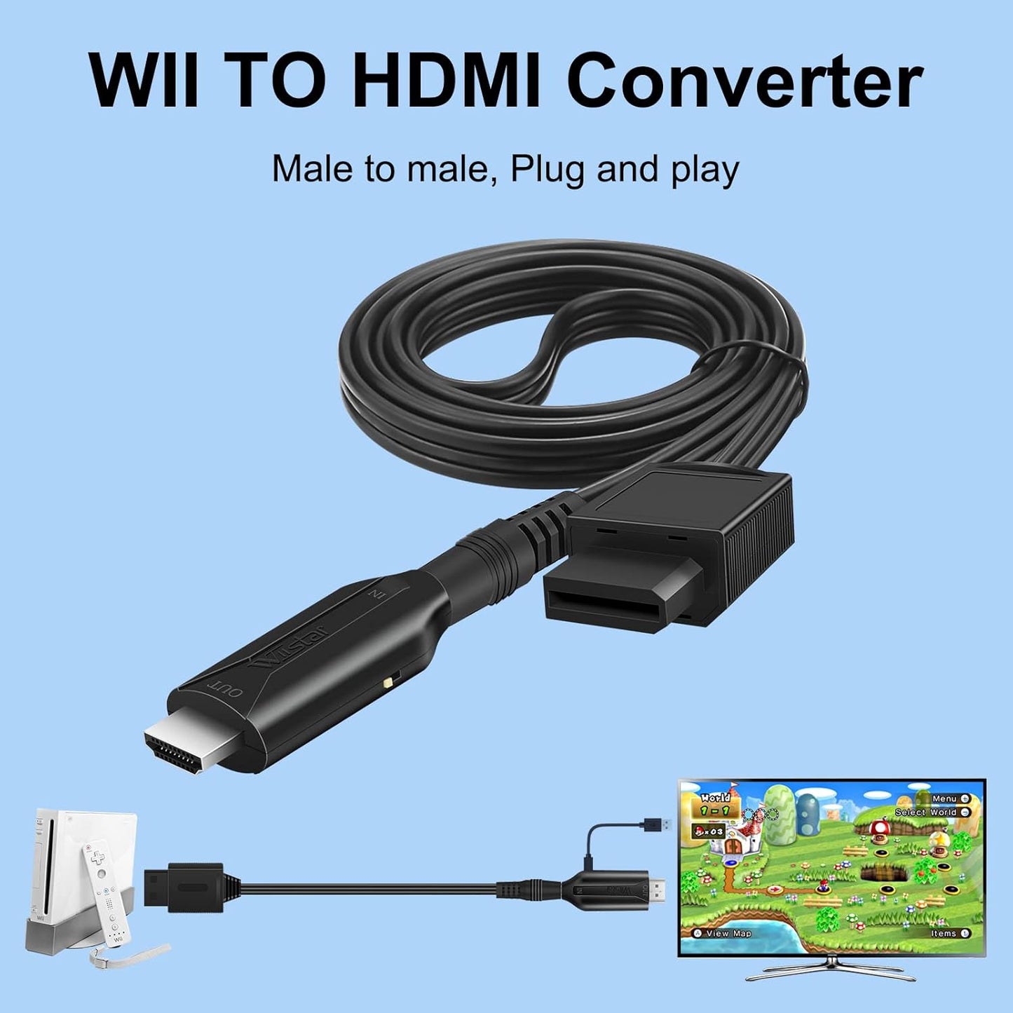 for Nintendo Wii - Wii to HDMI TV Converter Adapter Cable 720p 1080p PAL UK