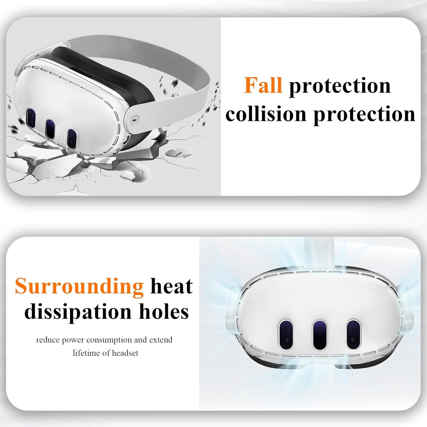 for Meta Quest 3 - ABS Plastic Protective Crystal Shell Front Cover Case | FPC