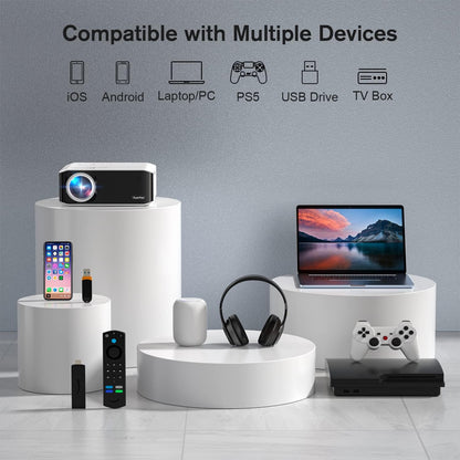 XuanPad V30 Mini Portable Home Video Projector 18000L 1080p Wifi USB ISO Android