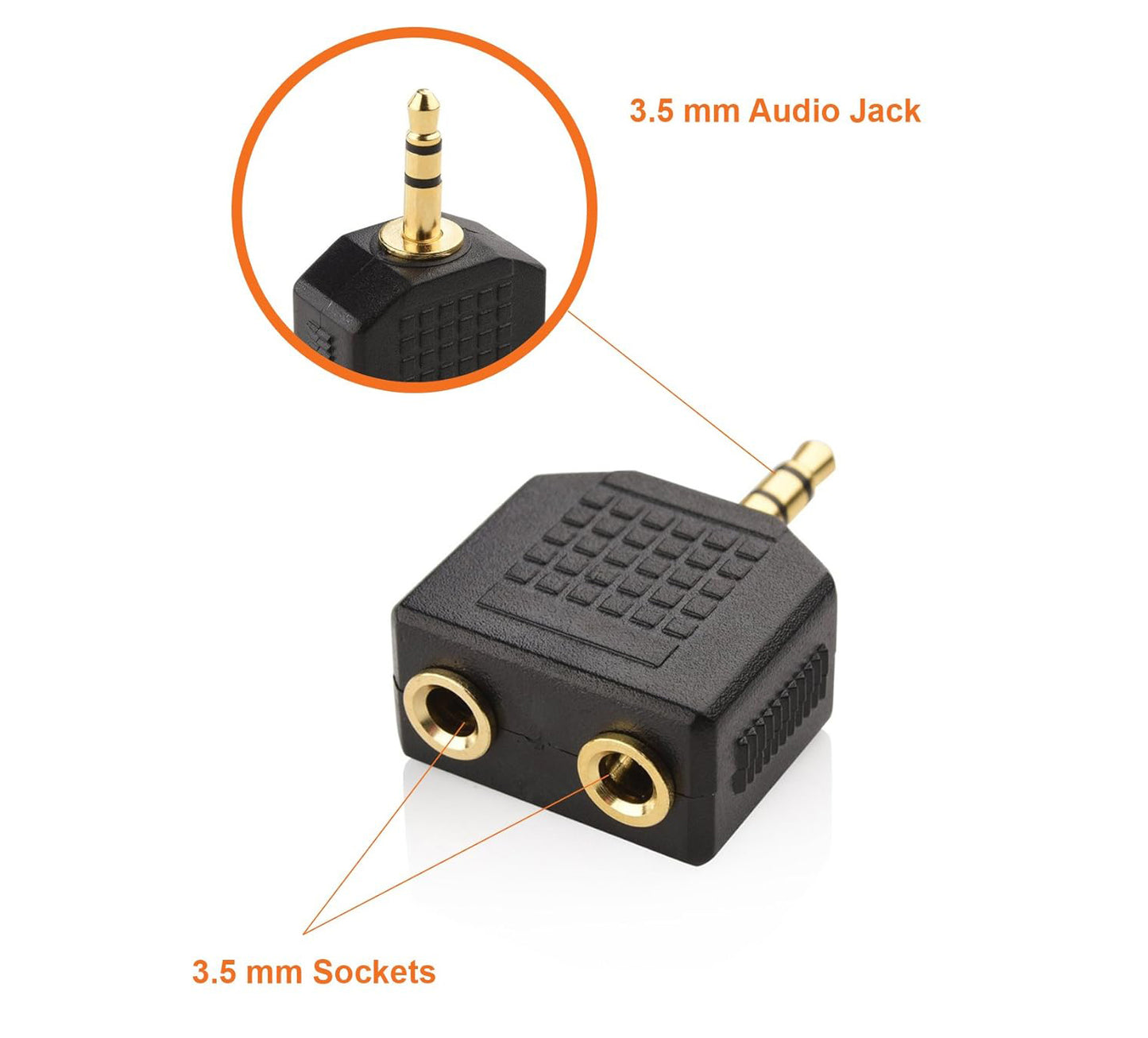 For Laptop | Phone - 3.5mm Headphone Y Splitter 1 M to 2 F Audio Adapter AUX